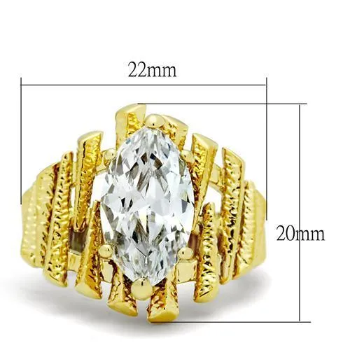 Alamode Rings GL080 IP GoldIon Plating Brass Ring with AAA Grade CZ in Clear
