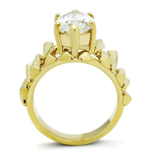 Alamode Rings GL080 IP GoldIon Plating Brass Ring with AAA Grade CZ in Clear