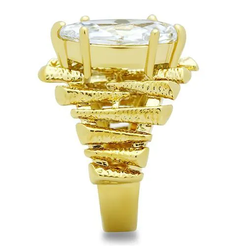 Alamode Rings GL080 IP GoldIon Plating Brass Ring with AAA Grade CZ in Clear