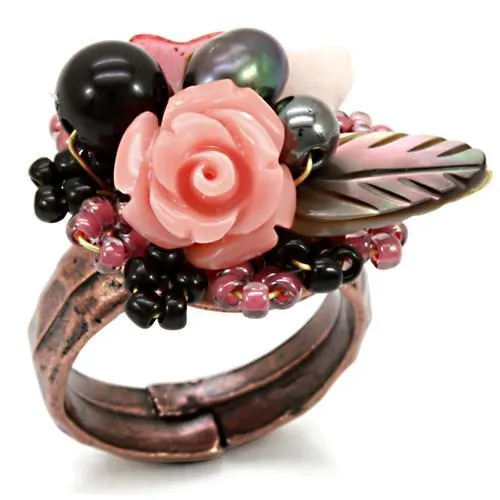 Alamode Rings LOA596 Antique Tone Brass Ring with Assorted in Multi Color