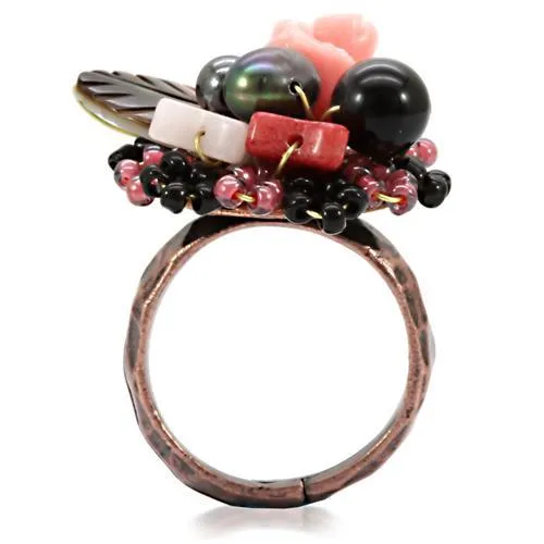 Alamode Rings LOA596 Antique Tone Brass Ring with Assorted in Multi Color