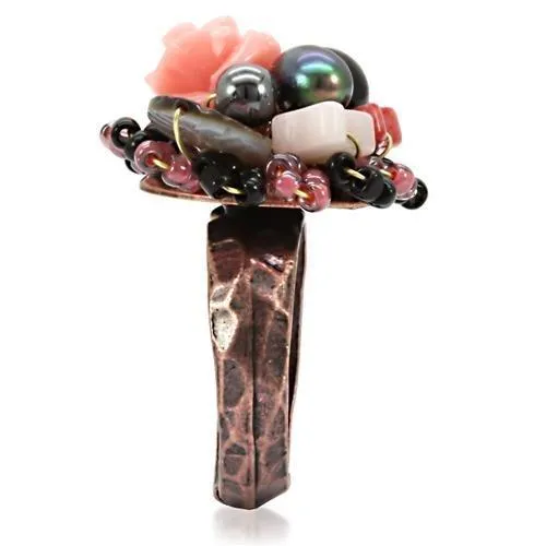 Alamode Rings LOA596 Antique Tone Brass Ring with Assorted in Multi Color