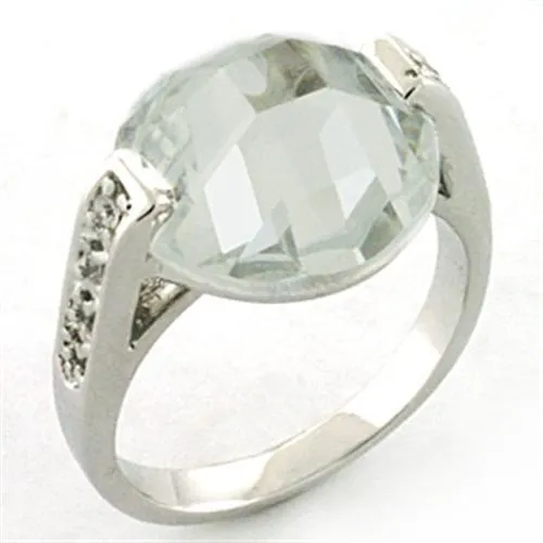 Alamode Rings LOA665 Rhodium Brass Ring with AAA Grade CZ in Clear