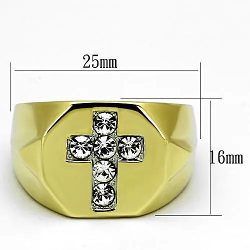 Alamode Rings TK1062 TwoTone IP Gold Ion Plating Stainless Steel Ring with Top Grade Crystal in Clear