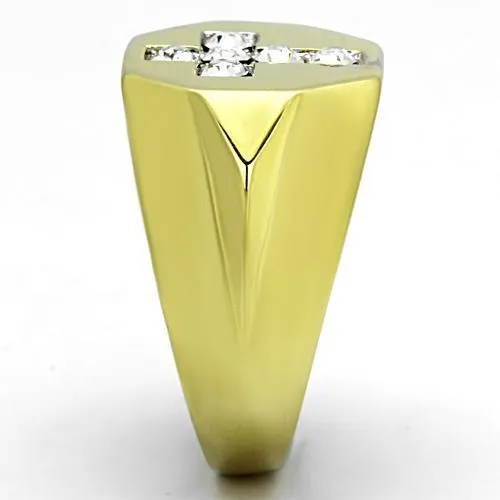 Alamode Rings TK1062 TwoTone IP Gold Ion Plating Stainless Steel Ring with Top Grade Crystal in Clear