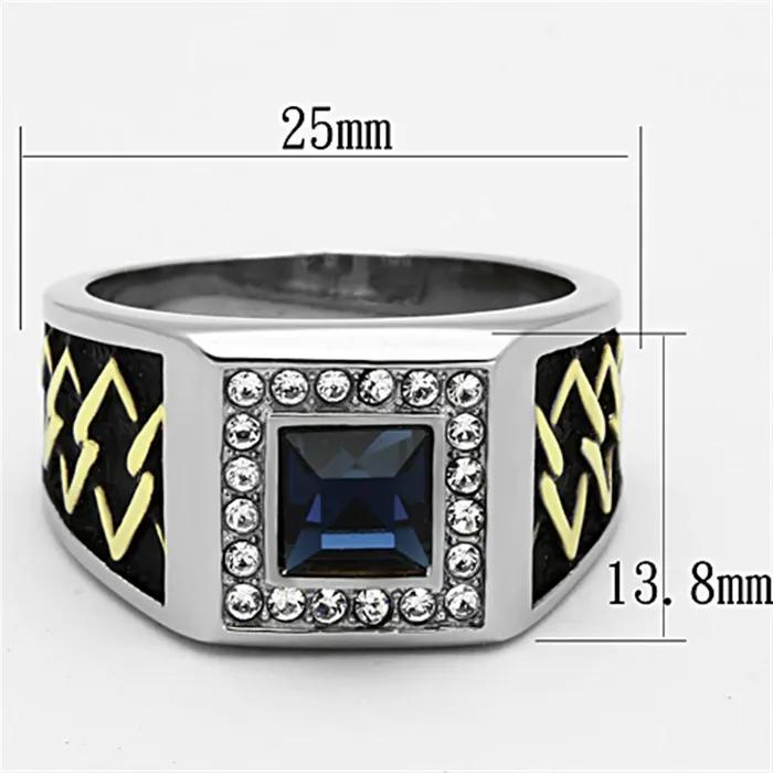Alamode Rings TK1180 TwoTone IP Gold Ion Plating Stainless Steel Ring with Top Grade Crystal in Montana