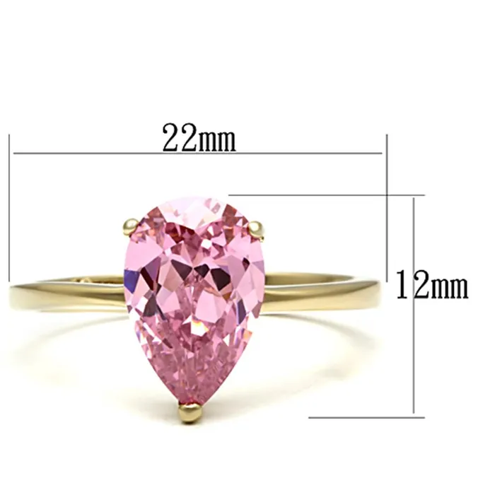 Alamode Rings TK1508 IP GoldIon Plating Stainless Steel Ring with AAA Grade CZ in Rose