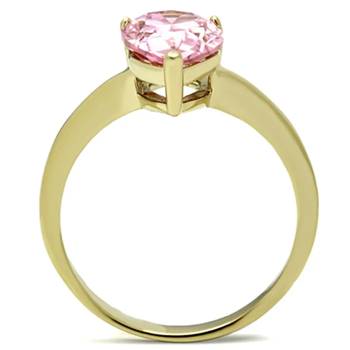 Alamode Rings TK1508 IP GoldIon Plating Stainless Steel Ring with AAA Grade CZ in Rose