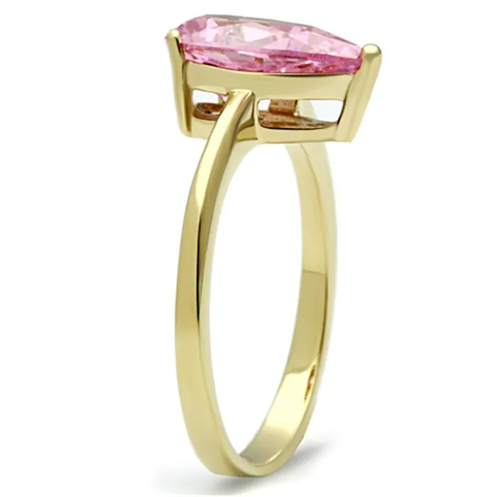 Alamode Rings TK1508 IP GoldIon Plating Stainless Steel Ring with AAA Grade CZ in Rose
