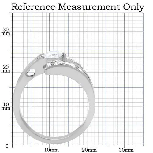 Alamode Rings TK189 High polished no plating Stainless Steel Ring with AAA Grade CZ in Clear