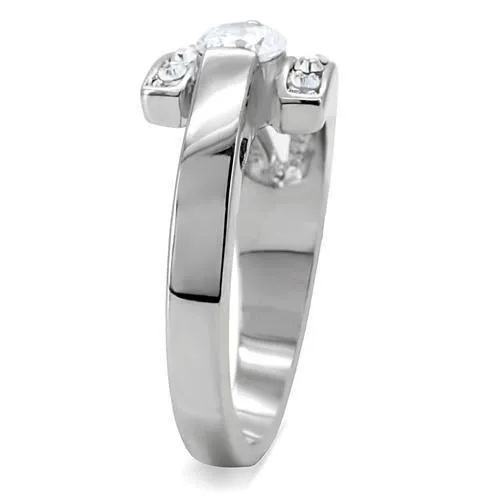 Alamode Rings TK189 High polished no plating Stainless Steel Ring with AAA Grade CZ in Clear