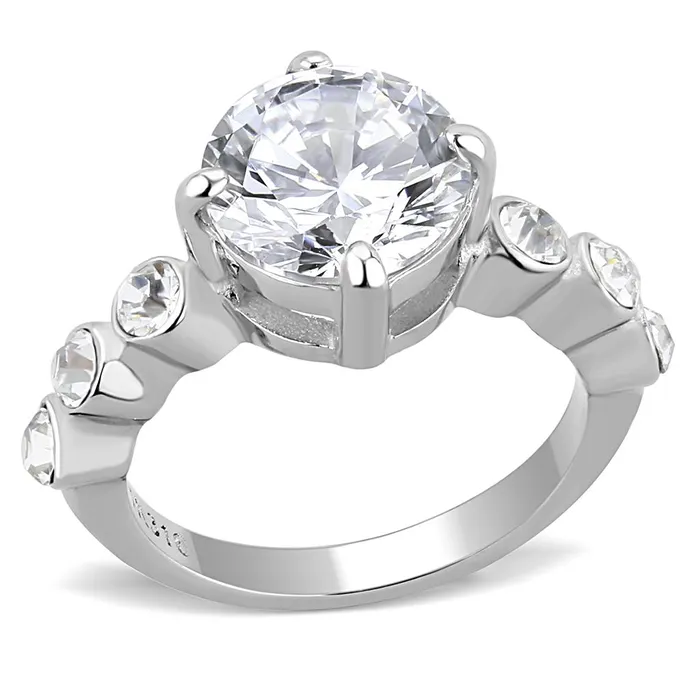 Alamode Rings TK3247 High polished no plating Stainless Steel Ring with AAA Grade CZ in Clear Alamode Rings TK3247 High polished no plating Stainless Steel Ring with AAA Grade CZ in Clear