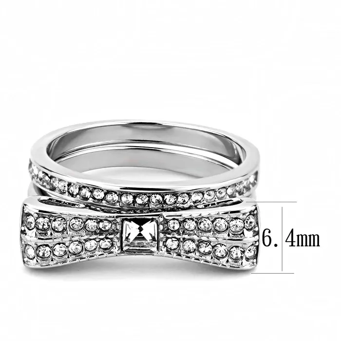 Alamode Rings TK3506 High polished no plating Stainless Steel Ring with Top Grade Crystal in Clear