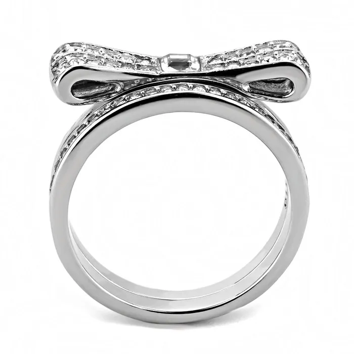 Alamode Rings TK3506 High polished no plating Stainless Steel Ring with Top Grade Crystal in Clear