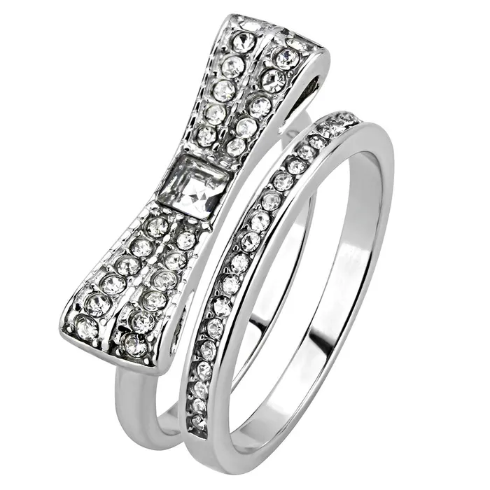Alamode Rings TK3506 High polished no plating Stainless Steel Ring with Top Grade Crystal in Clear