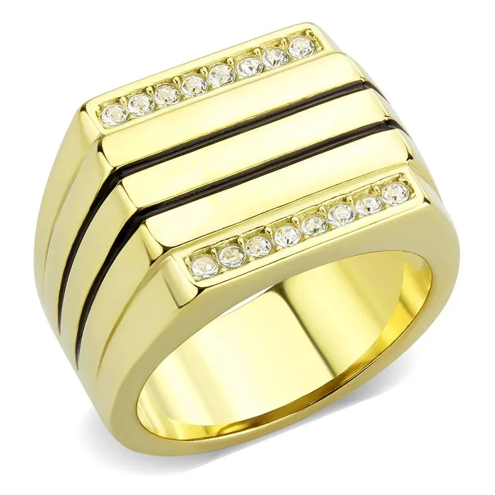 Alamode Rings TK3618 IP GoldIon Plating Stainless Steel Ring with Top Grade Crystal in Clear Alamode Rings TK3618 IP GoldIon Plating Stainless Steel Ring with Top Grade Crystal in Clear
