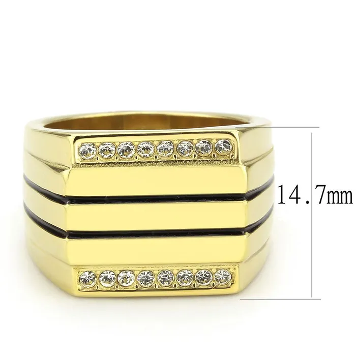 Alamode Rings TK3618 IP GoldIon Plating Stainless Steel Ring with Top Grade Crystal in Clear