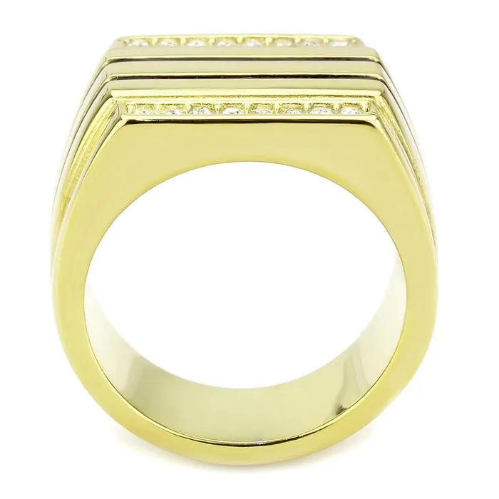 Alamode Rings TK3618 IP GoldIon Plating Stainless Steel Ring with Top Grade Crystal in Clear