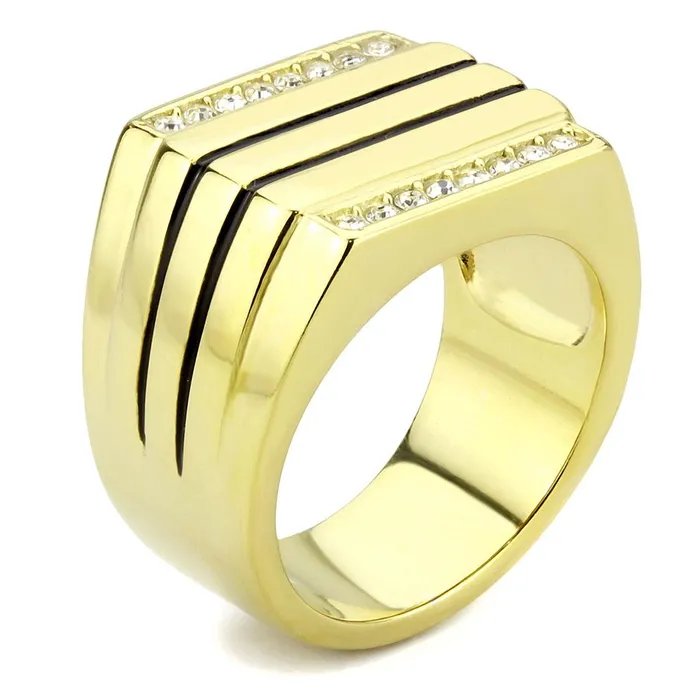 Alamode Rings TK3618 IP GoldIon Plating Stainless Steel Ring with Top Grade Crystal in Clear