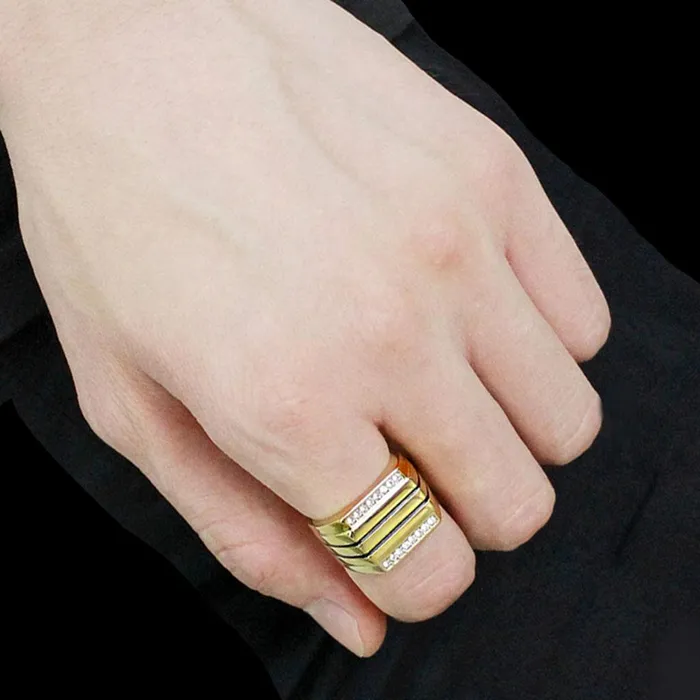 Alamode Rings TK3618 IP GoldIon Plating Stainless Steel Ring with Top Grade Crystal in Clear