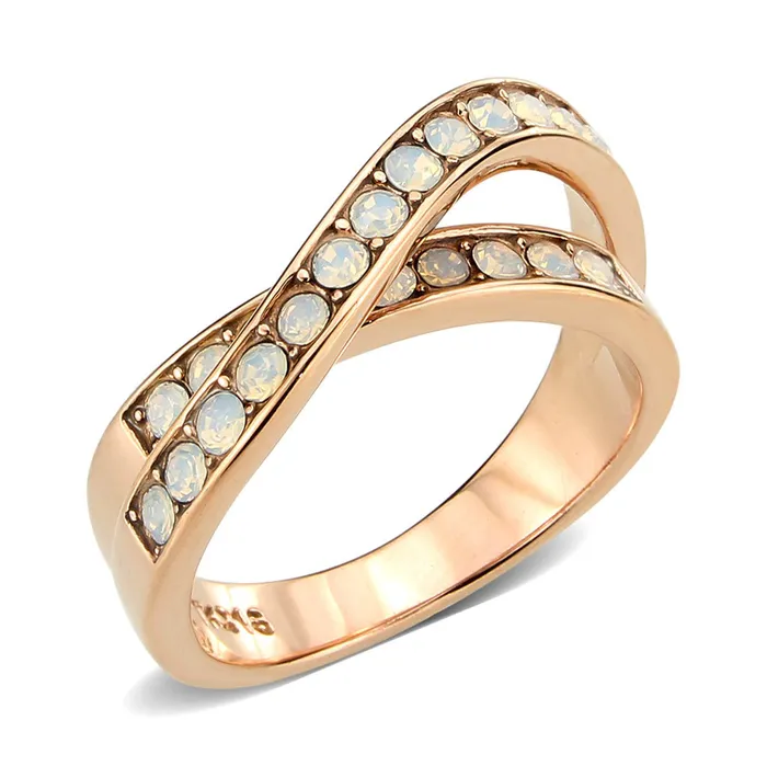 Alamode Rings TK3828 IP Rose GoldIon Plating Stainless Steel Ring with Top Grade Crystal in Fireopal Alamode Rings TK3828 IP Rose GoldIon Plating Stainless Steel Ring with Top Grade Crystal in Fireopal