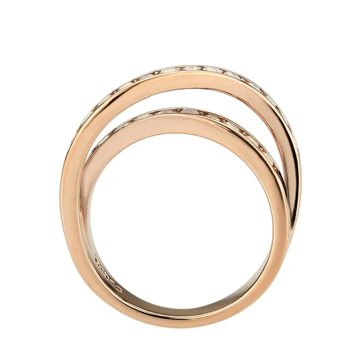 Alamode Rings TK3828 IP Rose GoldIon Plating Stainless Steel Ring with Top Grade Crystal in Fireopal Alamode Rings TK3828 IP Rose GoldIon Plating Stainless Steel Ring with Top Grade Crystal in Fireopal