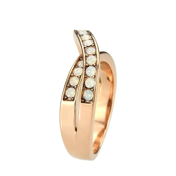 Alamode Rings TK3828 IP Rose GoldIon Plating Stainless Steel Ring with Top Grade Crystal in Fireopal Alamode Rings TK3828 IP Rose GoldIon Plating Stainless Steel Ring with Top Grade Crystal in Fireopal