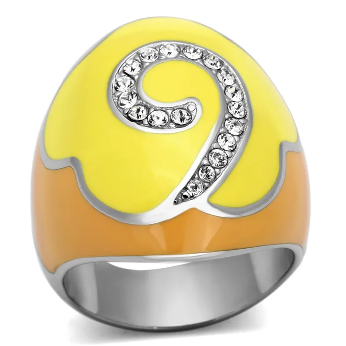 Alamode Rings TK846 High polished no plating Stainless Steel Ring with Top Grade Crystal in Clear Alamode Rings TK846 High polished no plating Stainless Steel Ring with Top Grade Crystal in Clear