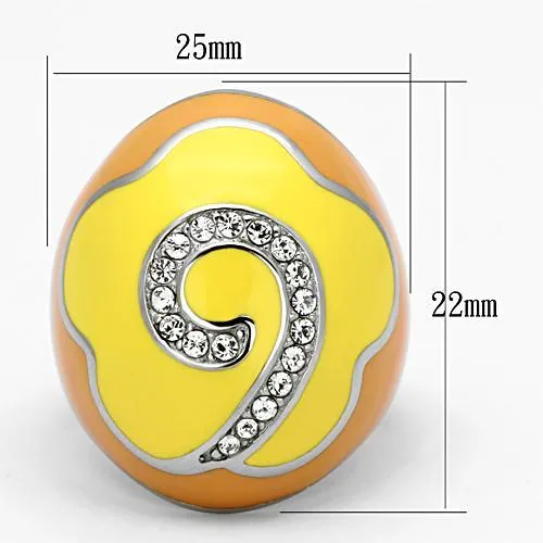 Alamode Rings TK846 High polished no plating Stainless Steel Ring with Top Grade Crystal in Clear