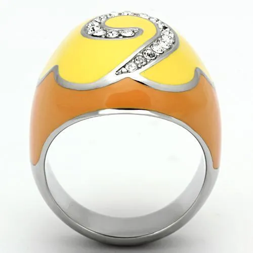 Alamode Rings TK846 High polished no plating Stainless Steel Ring with Top Grade Crystal in Clear