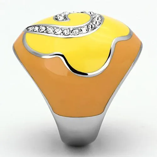 Alamode Rings TK846 High polished no plating Stainless Steel Ring with Top Grade Crystal in Clear