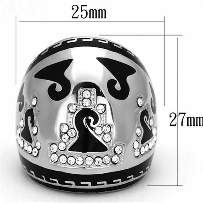 Alamode Rings TK928 High polished no plating Stainless Steel Ring with Top Grade Crystal in Clear