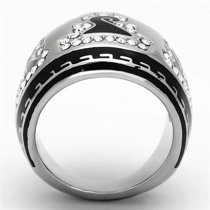 Alamode Rings TK928 High polished no plating Stainless Steel Ring with Top Grade Crystal in Clear