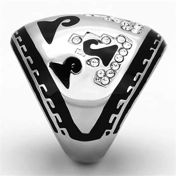 Alamode Rings TK928 High polished no plating Stainless Steel Ring with Top Grade Crystal in Clear
