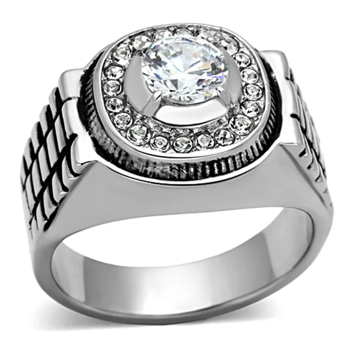 Alamode Rings TK948 High polished no plating Stainless Steel Ring with AAA Grade CZ in Clear Alamode Rings TK948 High polished no plating Stainless Steel Ring with AAA Grade CZ in Clear