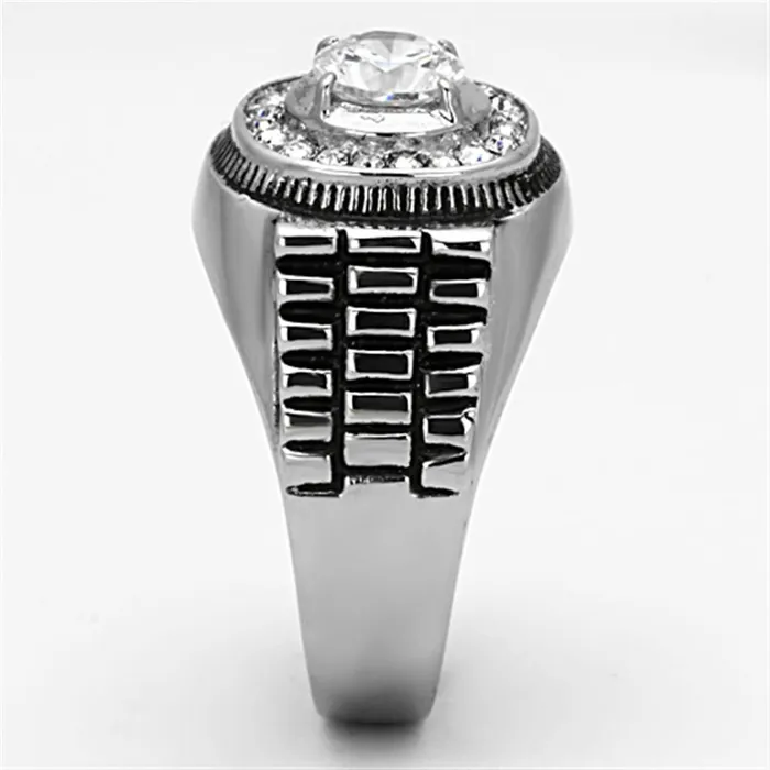 Alamode Rings TK948 High polished no plating Stainless Steel Ring with AAA Grade CZ in Clear