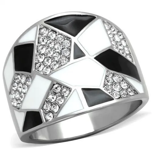 Alamode TK2024 High polished no plating Stainless Steel Ring with Top Grade Crystal in Clear Rings Alamode TK2024 High polished no plating Stainless Steel Ring with Top Grade Crystal in Clear Rings