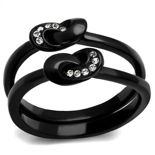 Alamode TK2300 IP BlackIon Plating Stainless Steel Ring with Top Grade Crystal in Clear Rings Alamode TK2300 IP BlackIon Plating Stainless Steel Ring with Top Grade Crystal in Clear Rings
