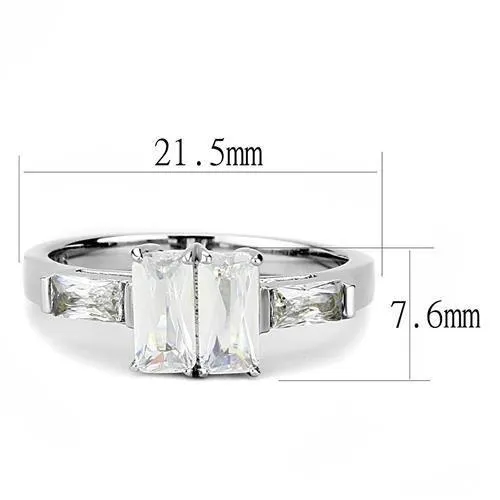 Alamode TK3244 High polished no plating Stainless Steel Ring with AAA Grade CZ in Clear Rings