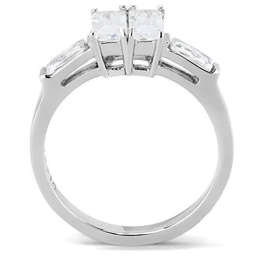 Alamode TK3244 High polished no plating Stainless Steel Ring with AAA Grade CZ in Clear Rings