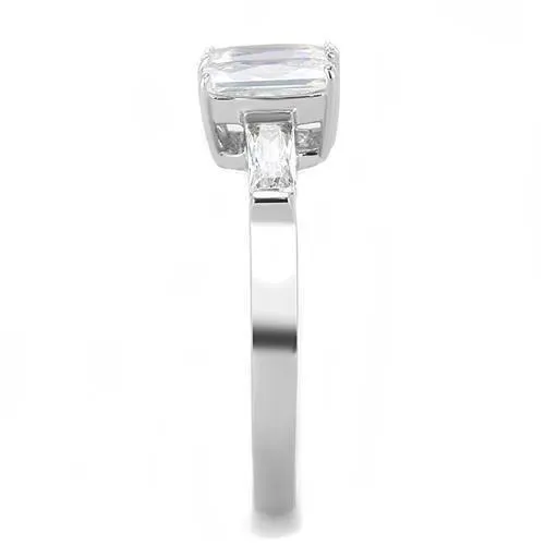 Alamode TK3244 High polished no plating Stainless Steel Ring with AAA Grade CZ in Clear Rings