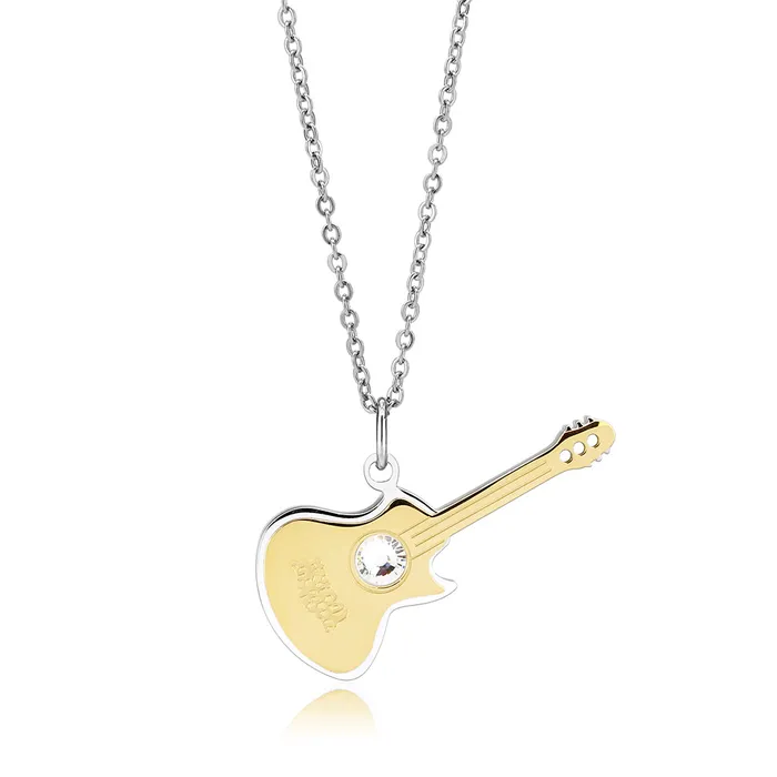 Alamode TK3934 Two Tone IP Gold Ion Plating Stainless Steel Chain Pendant with Top Grade Crystal in Clear Necklaces