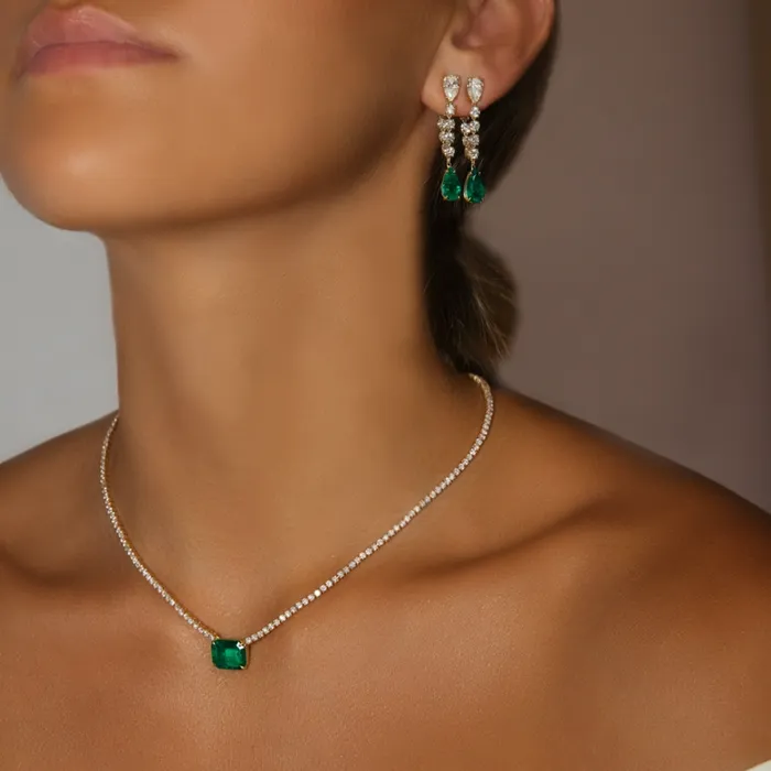 Anita Ko Earrings EMERALD AND DIAMOND OLIVIA EARRINGS