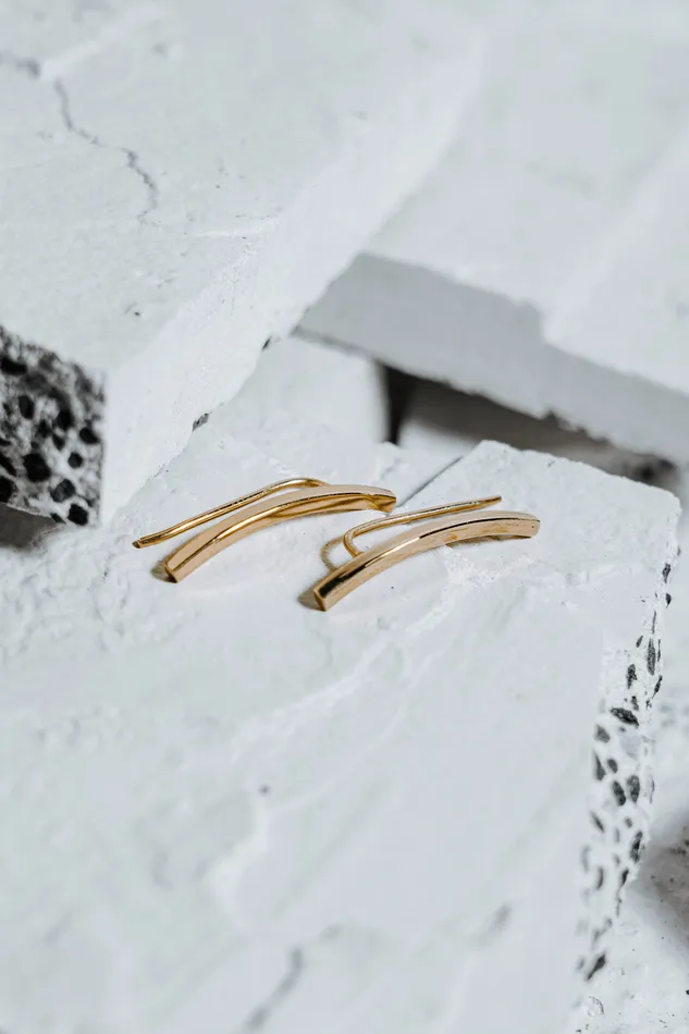 Bar Line Earrings Gold Kty Earrings