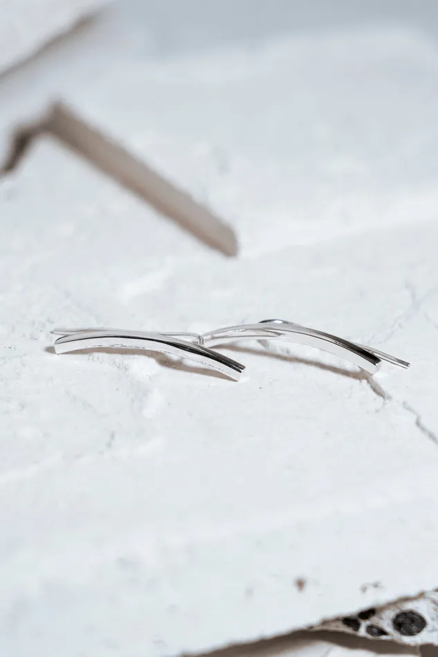 Bar Line Earrings Silver Kty Earrings