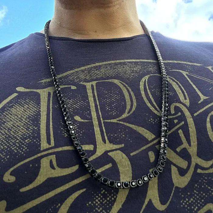Black One Row Tennis Chain Iced Necklace 32 Inch Bling Cartel Admin Necklaces Black One Row Tennis Chain Iced Necklace 32 Inch Bling Cartel Admin Necklaces