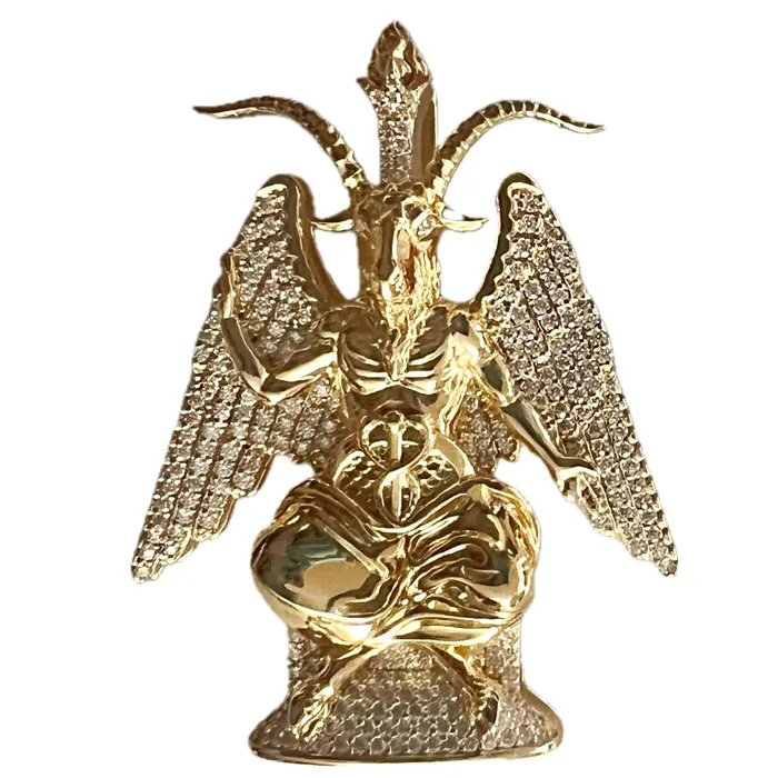 Bling Cartel 14K Gold Plated 925 Sterling Silver Baphomet Moissanite VVS1 Goat Satan Devil Pendant Necklaces Bling Cartel 14K Gold Plated 925 Sterling Silver Baphomet Moissanite VVS1 Goat Satan Devil Pendant Necklaces