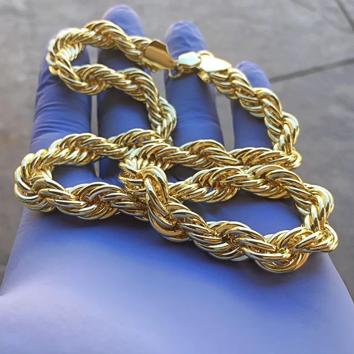 Bling Cartel Admin 14K Gold Finish Rope Chain Necklace 10mm x 20 Necklaces