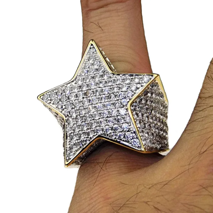Bling Cartel Admin Rings Star TwoTone CZ Micro Pave Iced Flooded Out Ring