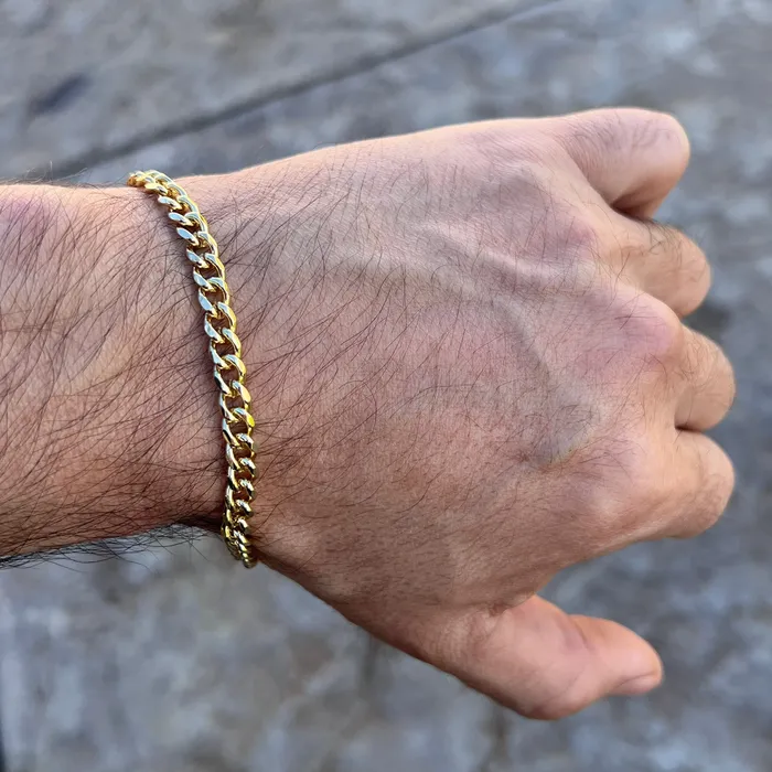 Bling Cartel Bracelets 14Kt Gold Filled Stainless Steel Miami Cuban Link Bracelet 5MM 9 Bling Cartel Bracelets 14Kt Gold Filled Stainless Steel Miami Cuban Link Bracelet 5MM 9